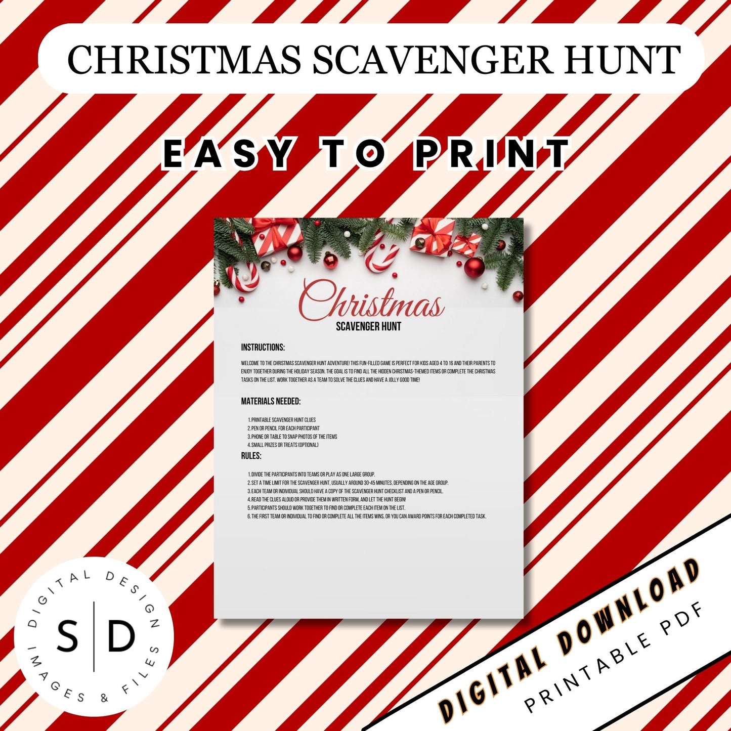 Christmas Scavenger Hunt Printable Christmas Games and Activities