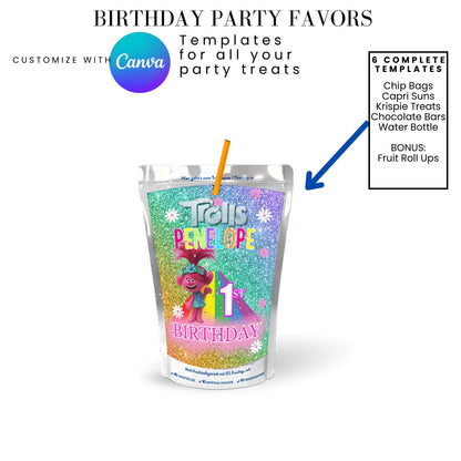 Trolls Party Favor Templates Bundle