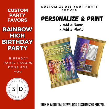 Rainbow High Birthday Party Favors DFY