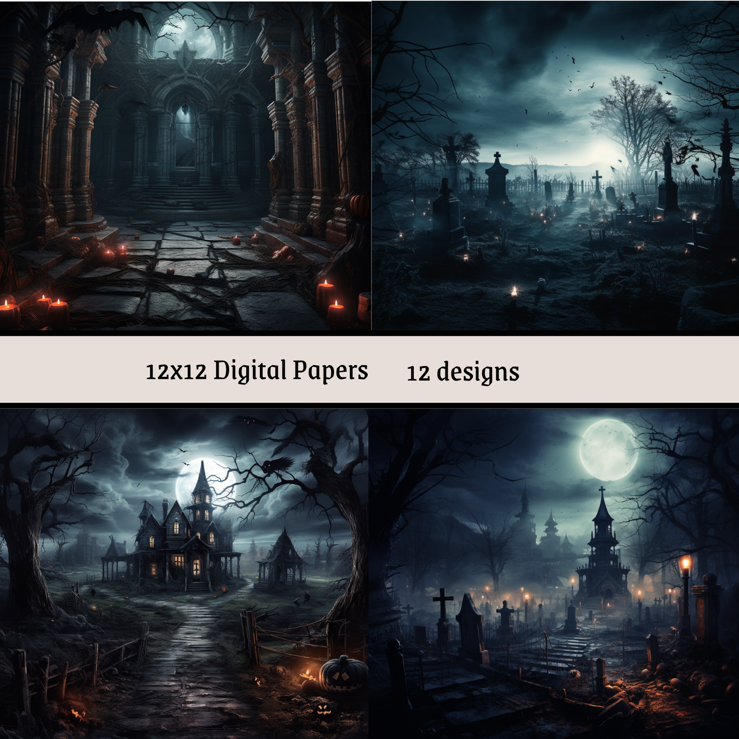 Scary Halloween Background 12x12" Papers