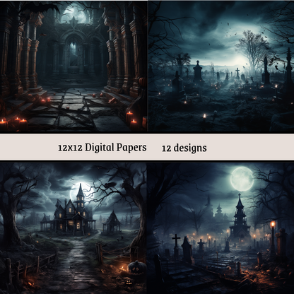 Scary Halloween Background 12x12" Papers