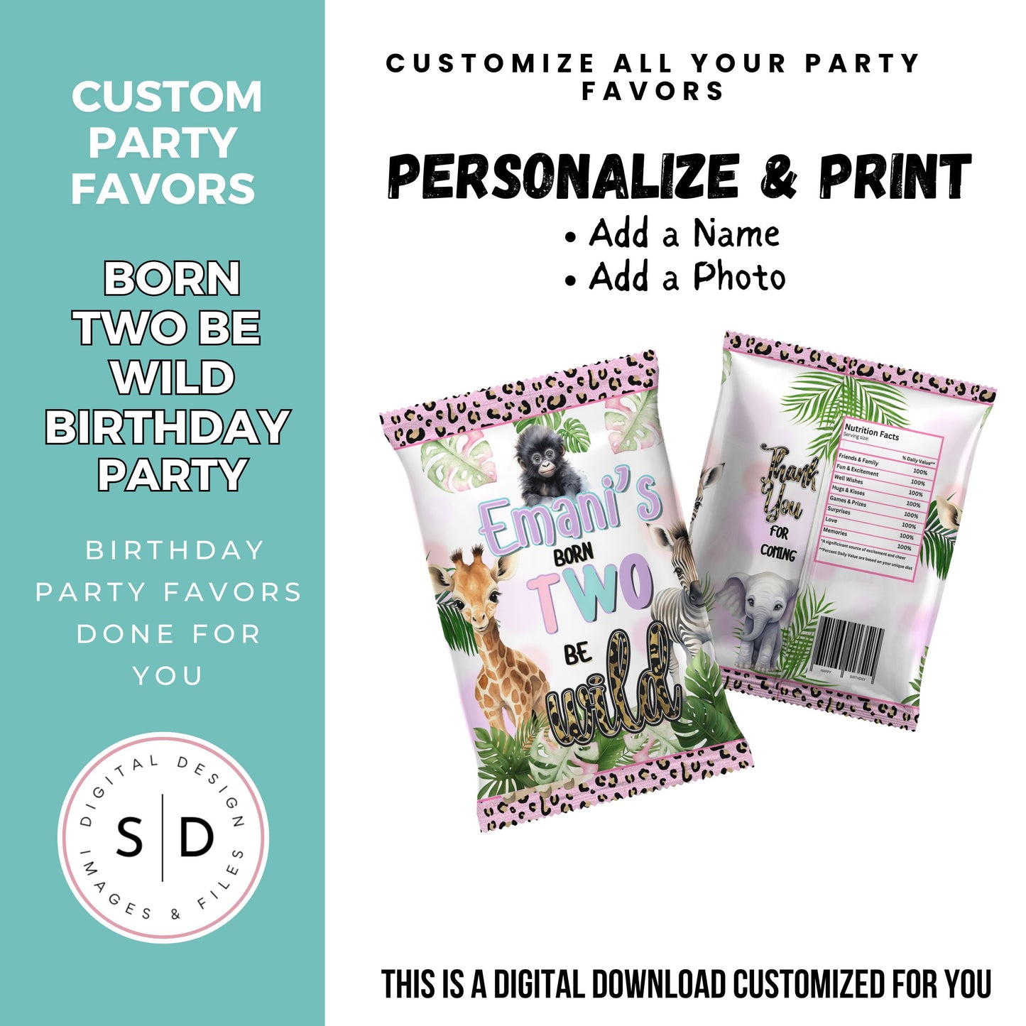 Born Two Be Wild Jungle Safari Birthday Party Favors DFY