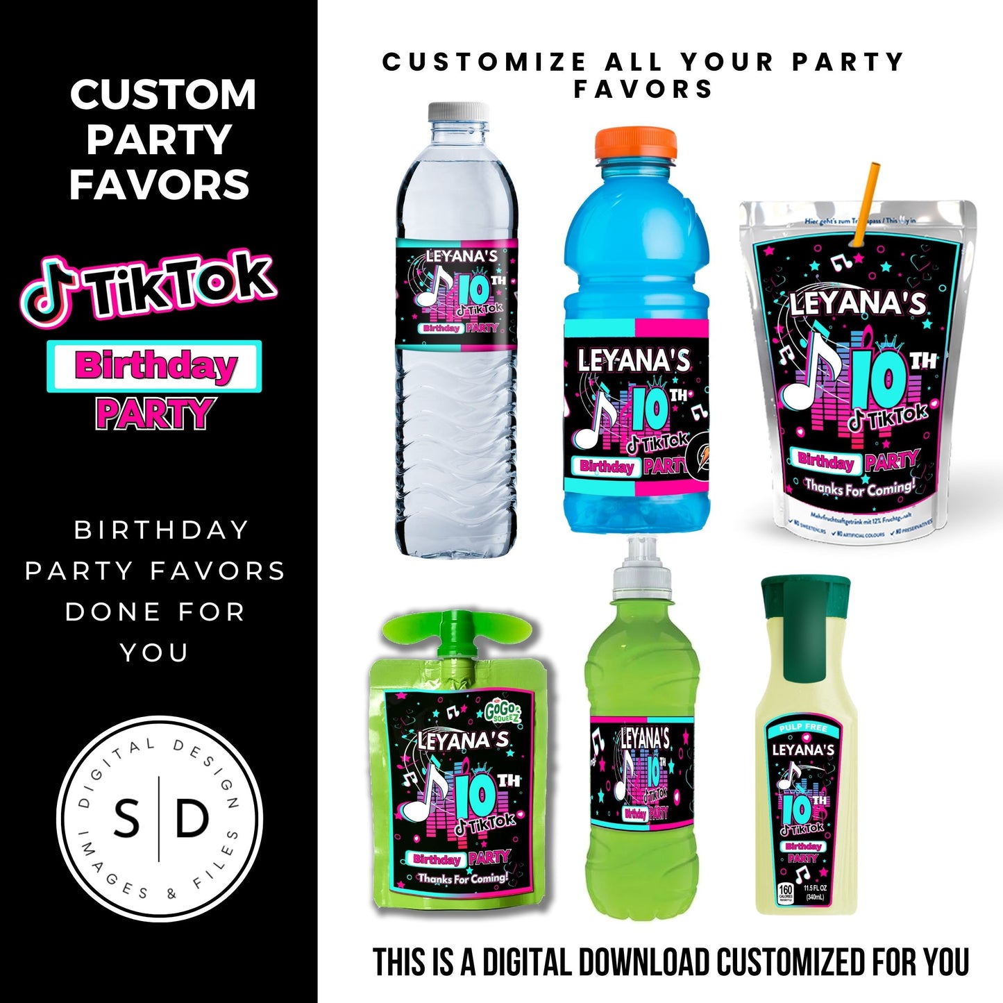 Tik Tok Social Media Party Printable Favor Designs DFY
