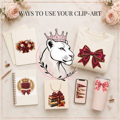 Preppy Collegiate Homecoming Clipart Bundle | 19 PNG Files