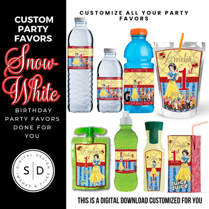 Snow White Party Favor Templates Bundle
