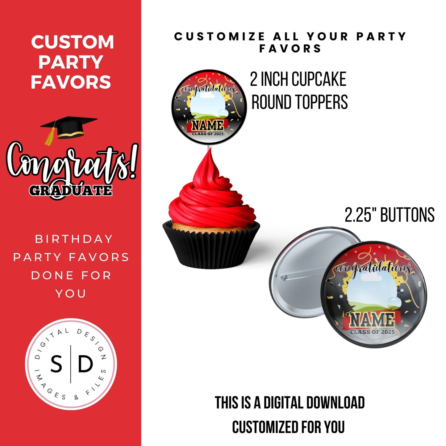 Class of 2025 Graduation Party Favor Canva Template Bundle 🎓✨