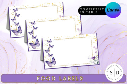 Purple Watercolor Butterfly Baby Shower Bundle