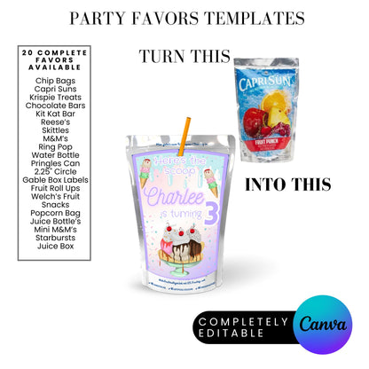 Here's The Scoop Ice Cream PartyParty Favor Templates Bundle