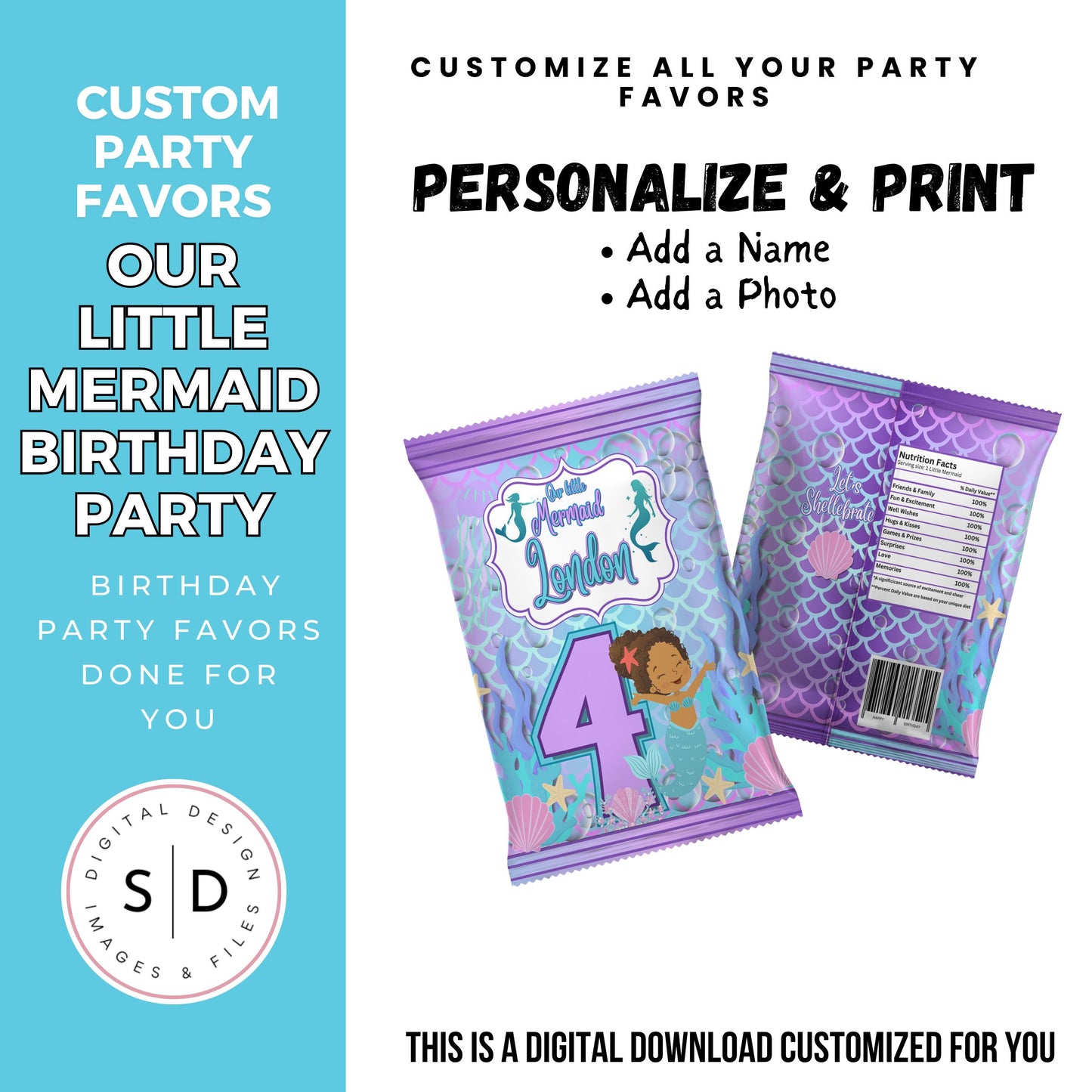 Our Little Mermaid Birthday Party Favors DFY