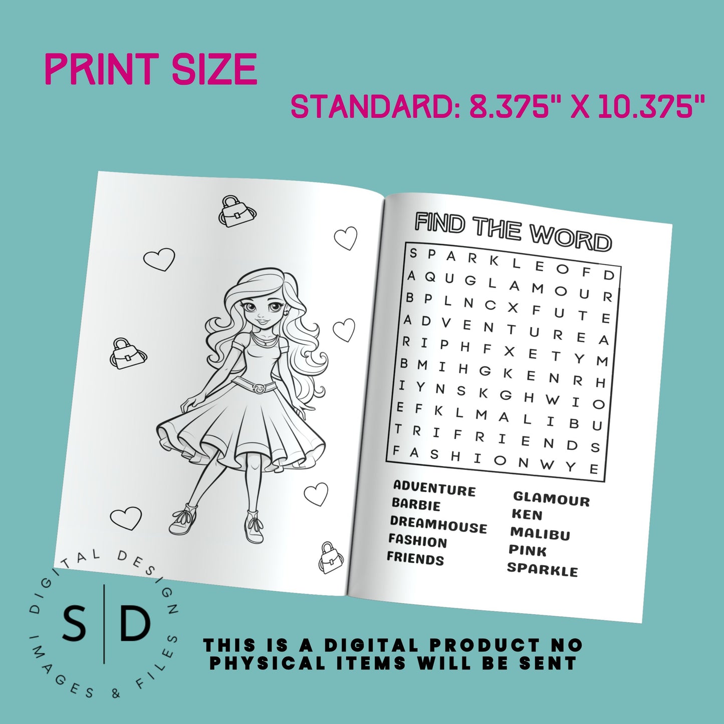 Classic Barbie Birthday Fun Coloring Book Printable PDF CANVA DIY