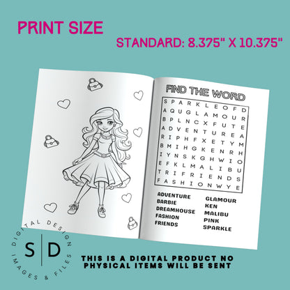 Classic Barbie Birthday Fun Coloring Book Printable PDF CANVA DIY