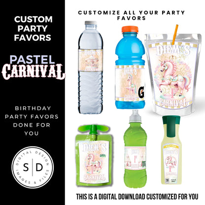 Pastel Carnival Birthday Party DFY Favor Bundle