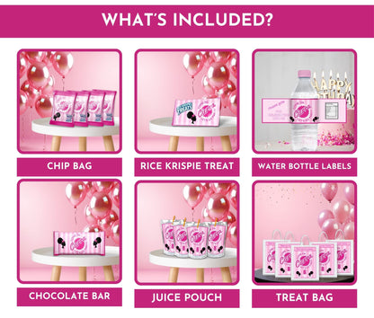 Afro Fashion Doll Classic Pink Party Pack
