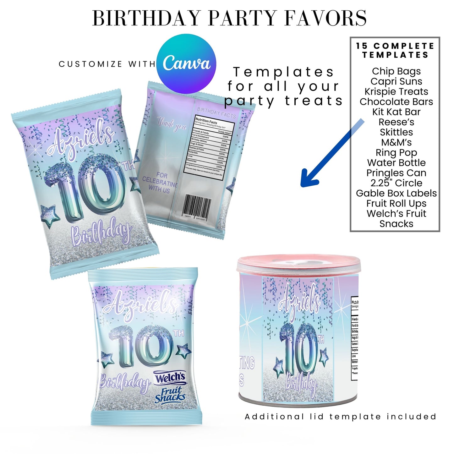 Ocean Foils Birthday Party Favor Templates Bundle