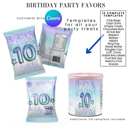 Ocean Foils Birthday Party Favor Templates Bundle