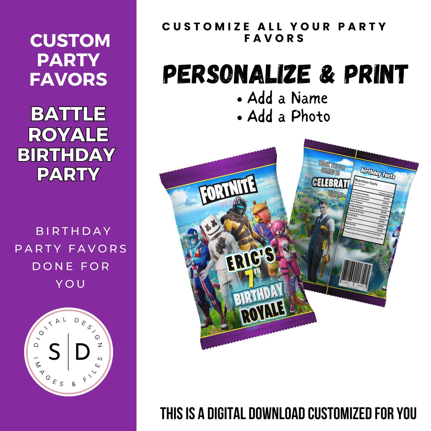 Fortnite Battle Royale Birthday Party Favors DFY
