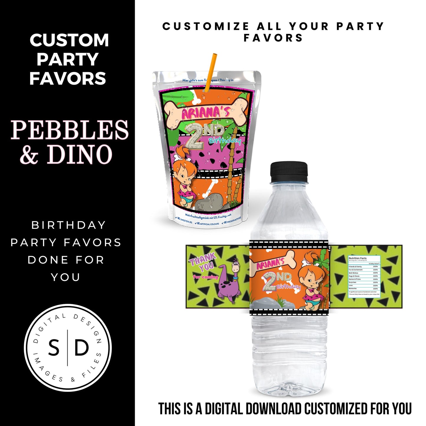 Pebbles & Dino Stone Age Birthday Party Favors DFY