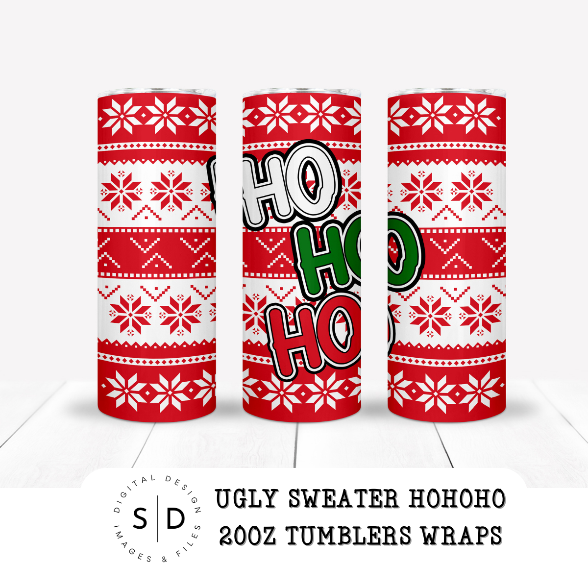Ugly Christmas Sweater HoHoHo Tumbler Wrap