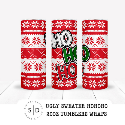 Ugly Christmas Sweater HoHoHo Tumbler Wrap