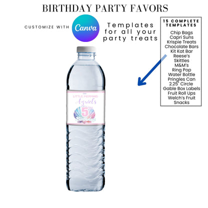 Mermaid Scales Pastel Birthday Party Favor Templates Bundle