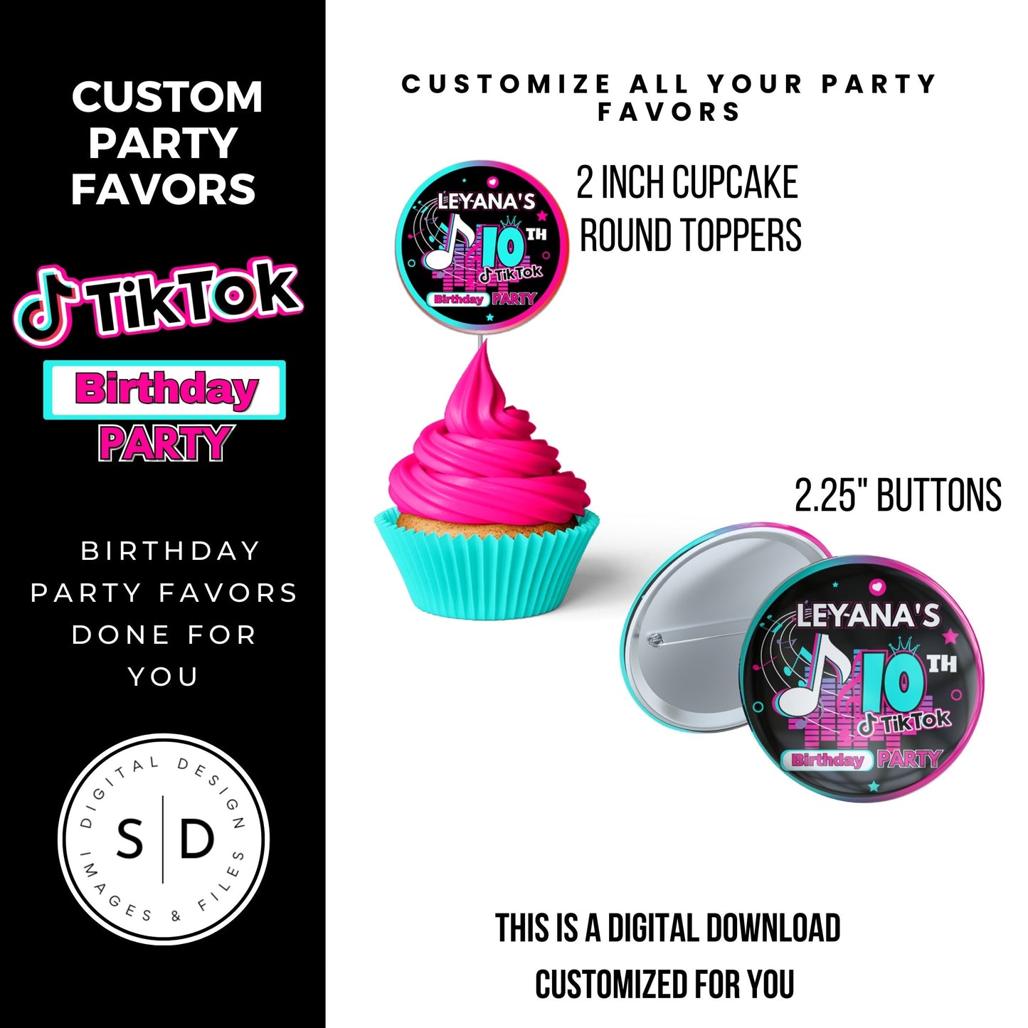 Tik Tok Social Media Party Printable Favor Designs DFY