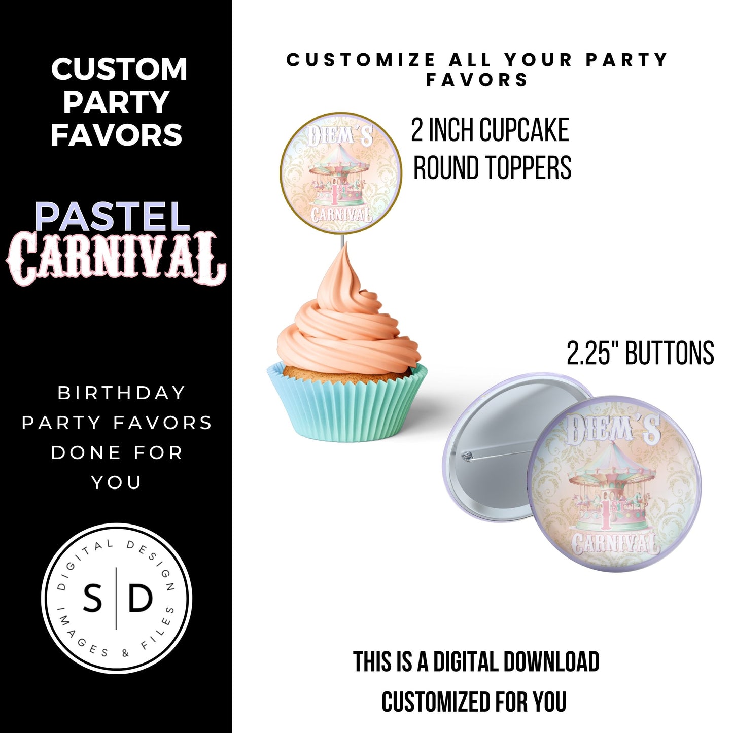 Pastel Carnival Birthday Party DFY Favor Bundle