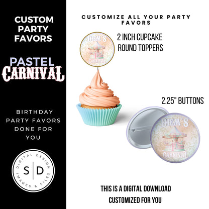 Pastel Carnival Birthday Party DFY Favor Bundle