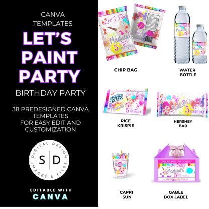 Let's Paint Birthday Party Favor Templates