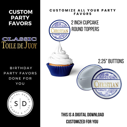 Classic Toile De Juoy Blue Party Printable Favor Designs DFY