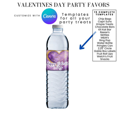 Purple Gold Valentines Party Favors Templates Bundle