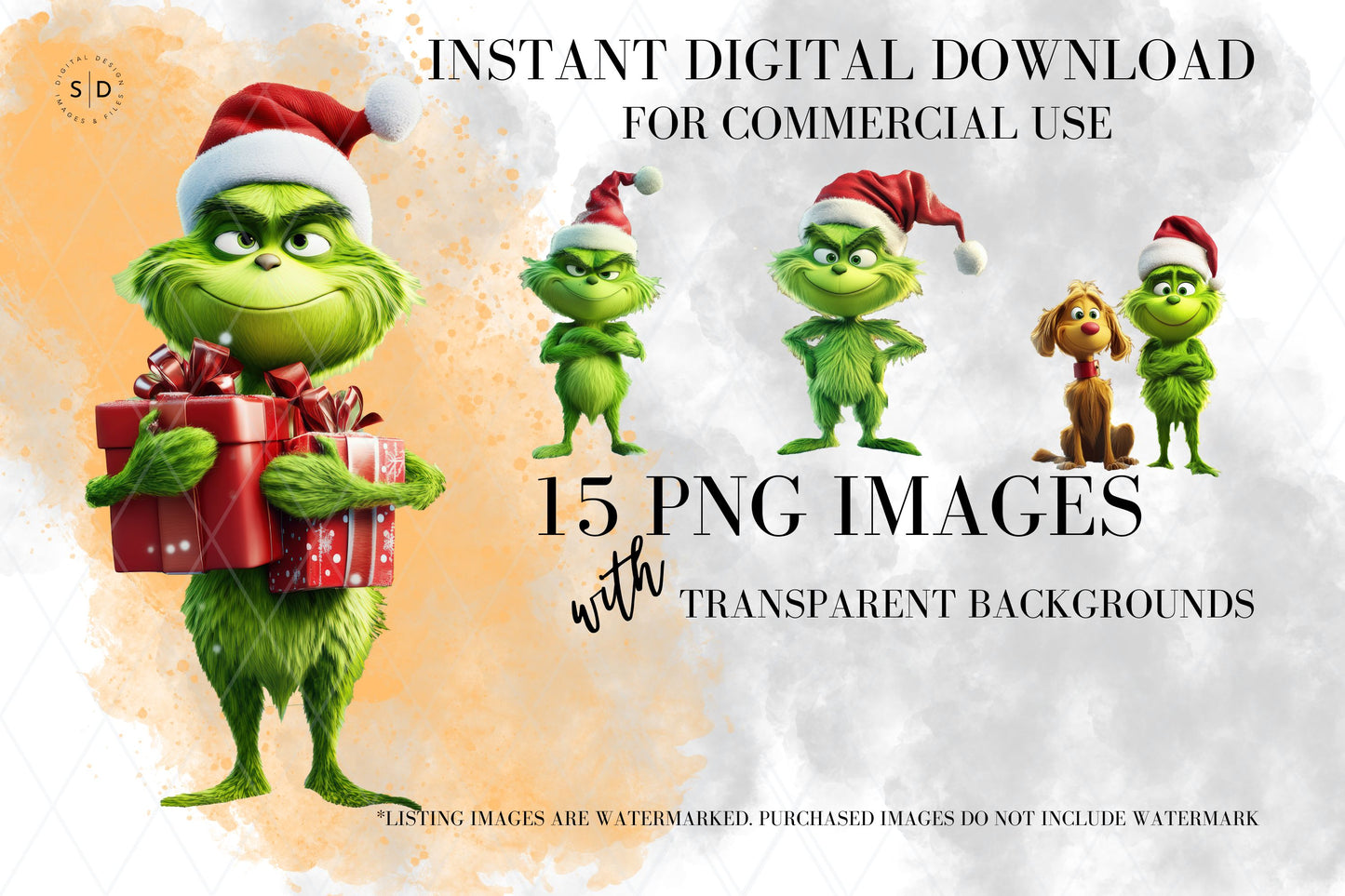 Merry Grinchmas Clipart PNG/JPG Bundle