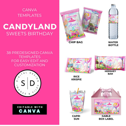 Candy Land Sweets Birthday Party Favor Templates