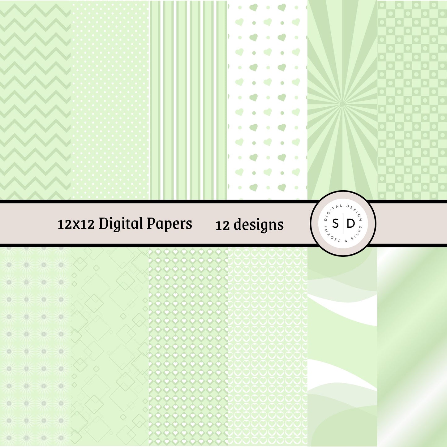 Pastel Pattern Paper Digital Papers Bundle