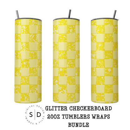 Glitter Monochromatic Checkerboard Tumbler Wrap Bundle