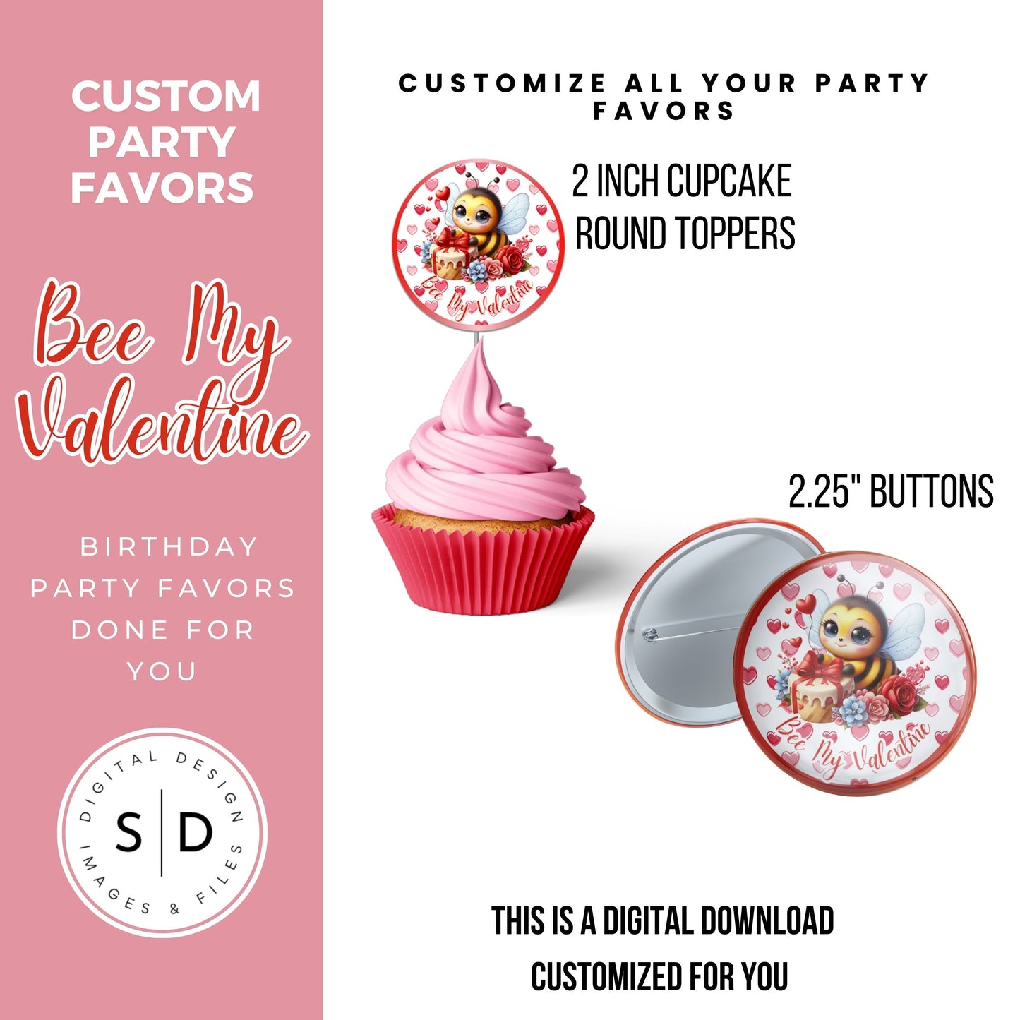 Bee My Valentine Party Favors Templates Bundle