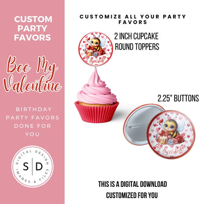 Bee My Valentine Party Favors Templates Bundle