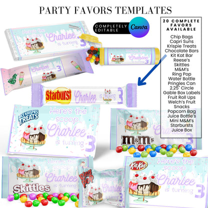 Here's The Scoop Ice Cream PartyParty Favor Templates Bundle