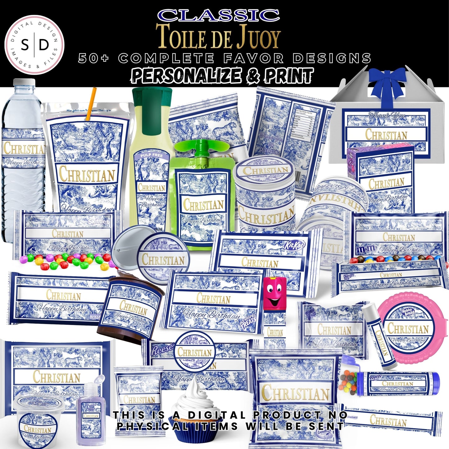 Classic Toile De Juoy Blue Party Printable Favor Designs DFY