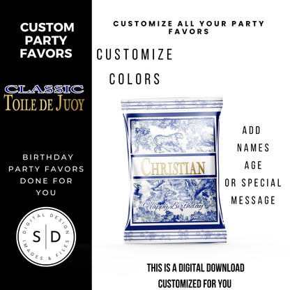 Classic Toile De Juoy Blue Party Printable Favor Designs DFY