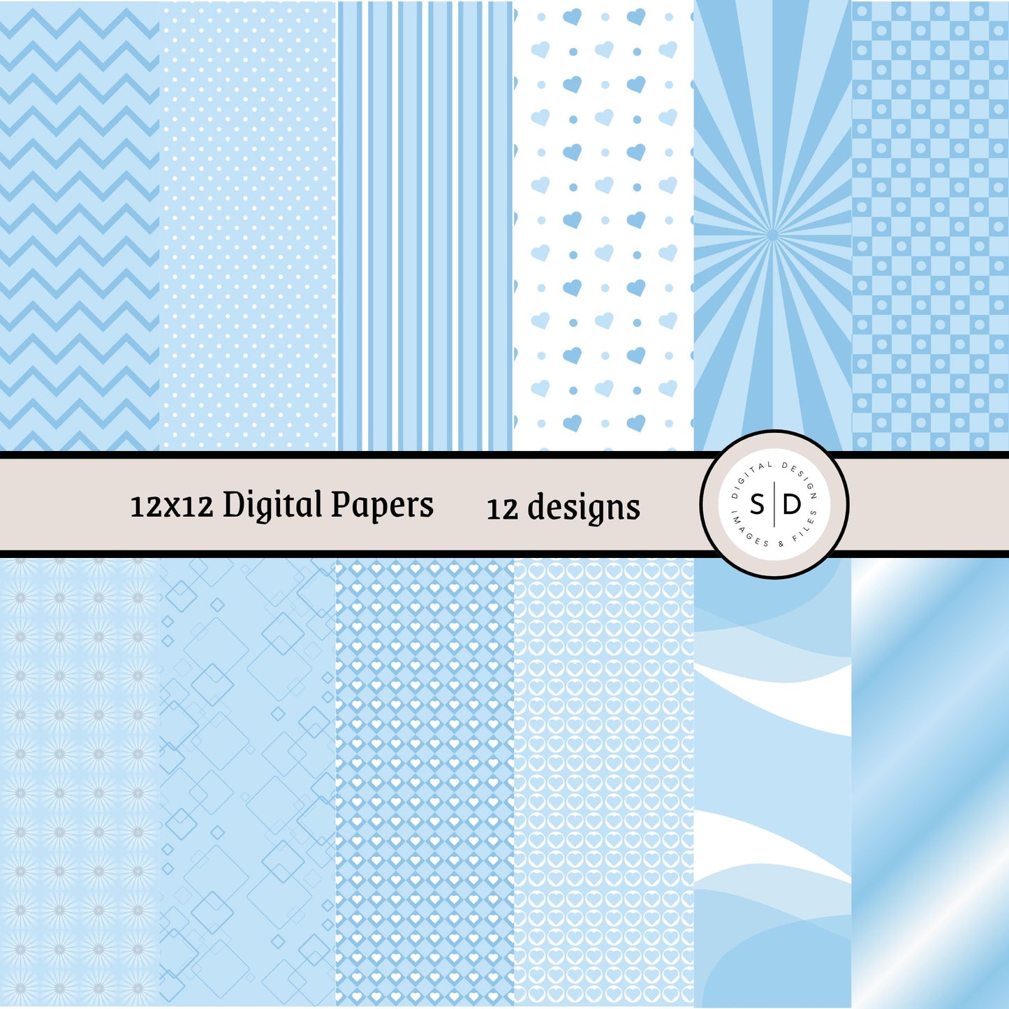 Pastel Pattern Paper Digital Papers Bundle