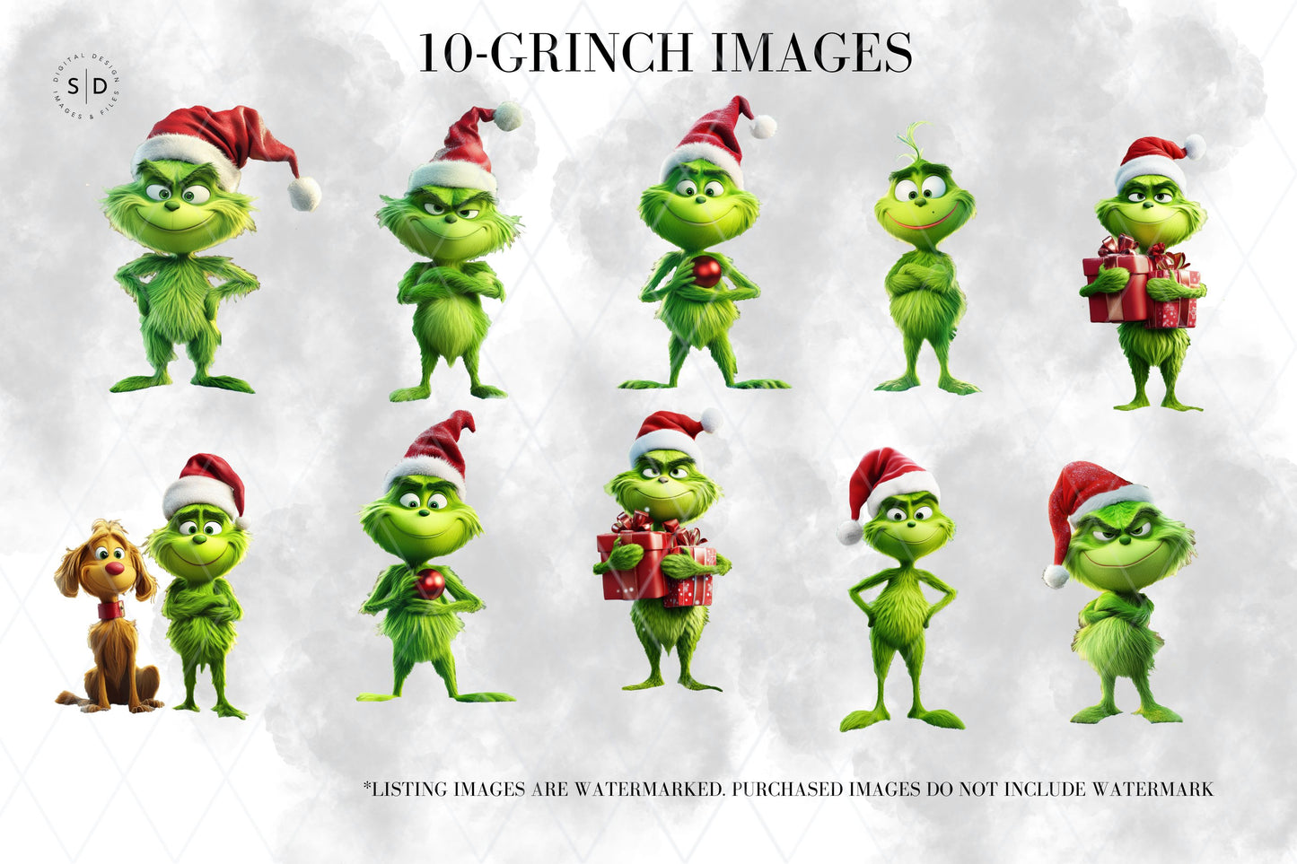Merry Grinchmas Clipart PNG/JPG Bundle