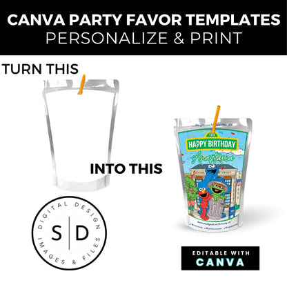 Sesame Street Birthday Party Favors Templates Bundle