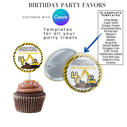 Under Construction Birthday Party Favor Templates Bundle
