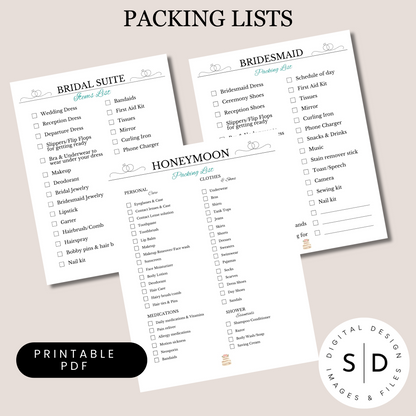 Wedding Planner Checklists Printable and Hyperlinked