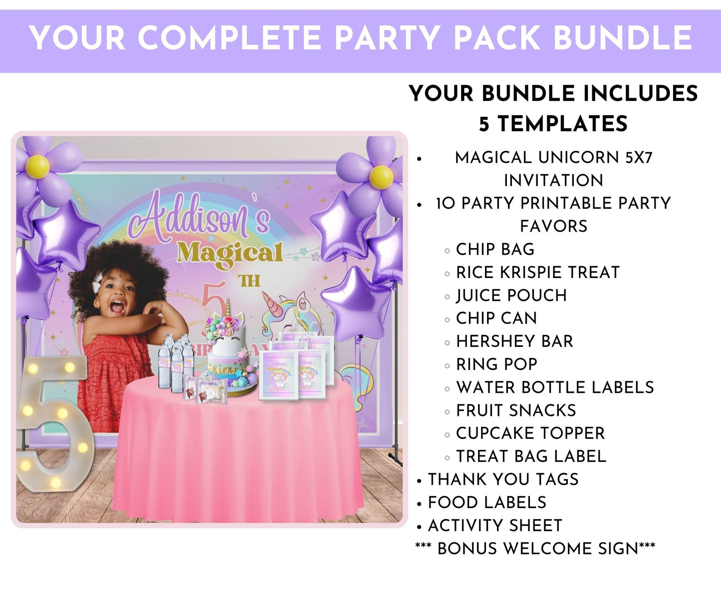 Magical Unicorn Complete Birthday Party Pack