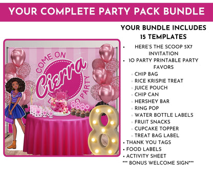 Afro Fashion Doll Classic Pink Party Pack