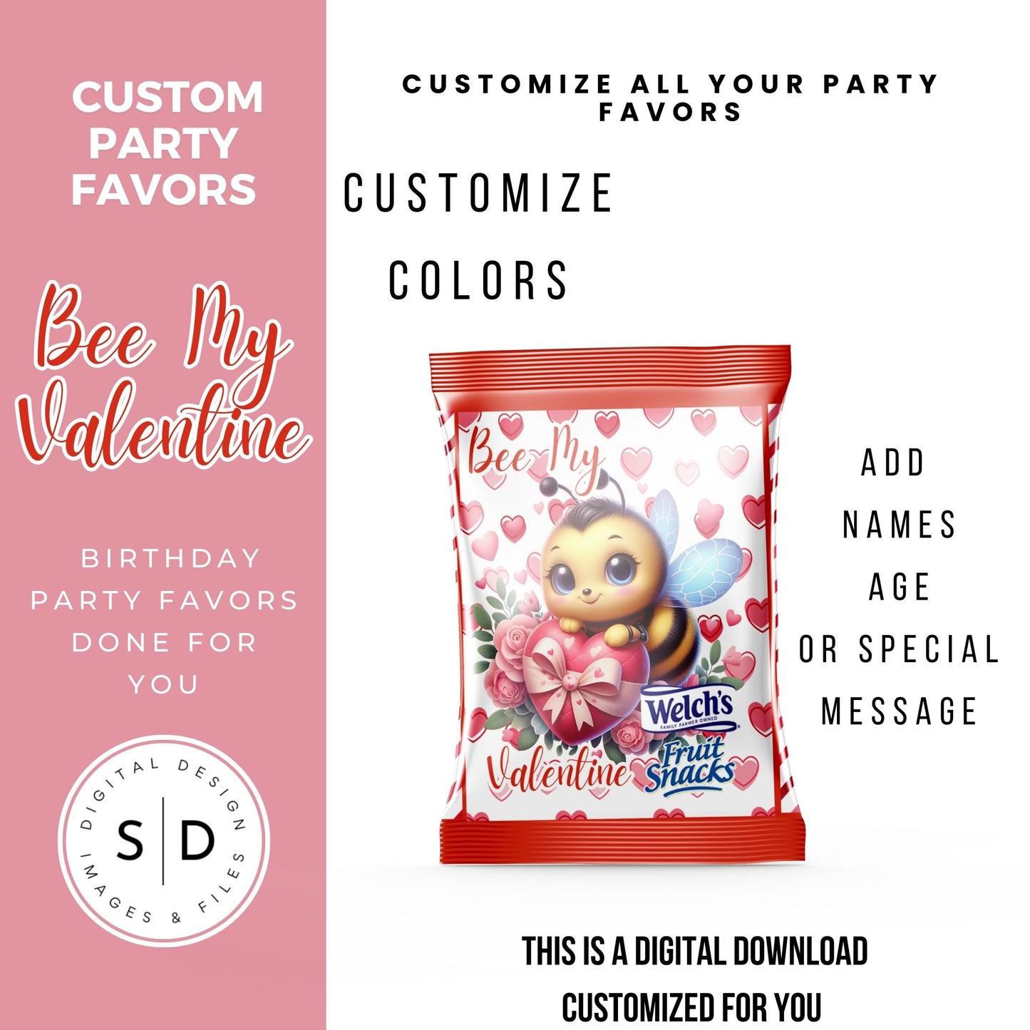 Bee My Valentine Party Favors Templates Bundle