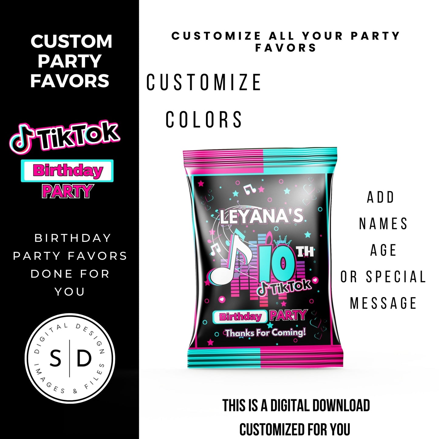 Tik Tok Social Media Party Printable Favor Designs DFY
