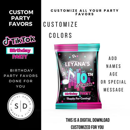Tik Tok Social Media Party Printable Favor Designs DFY