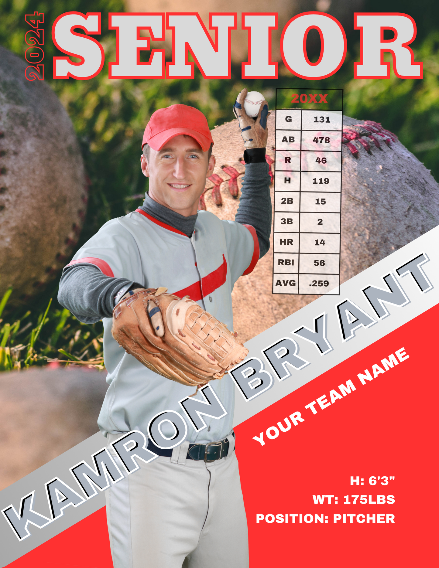Baseball Player Trading Card Templates Bundle